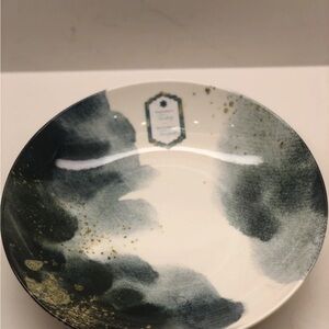 Set of 2 Intesa Blues, Greens, Gold Abstract Design 9.5" Pasta/Dessert Bowls